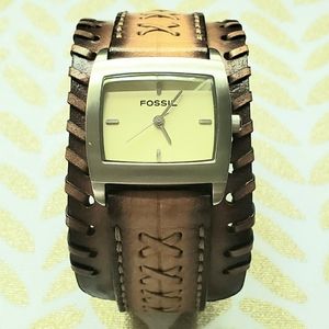 FOSSIL leather cuff watch